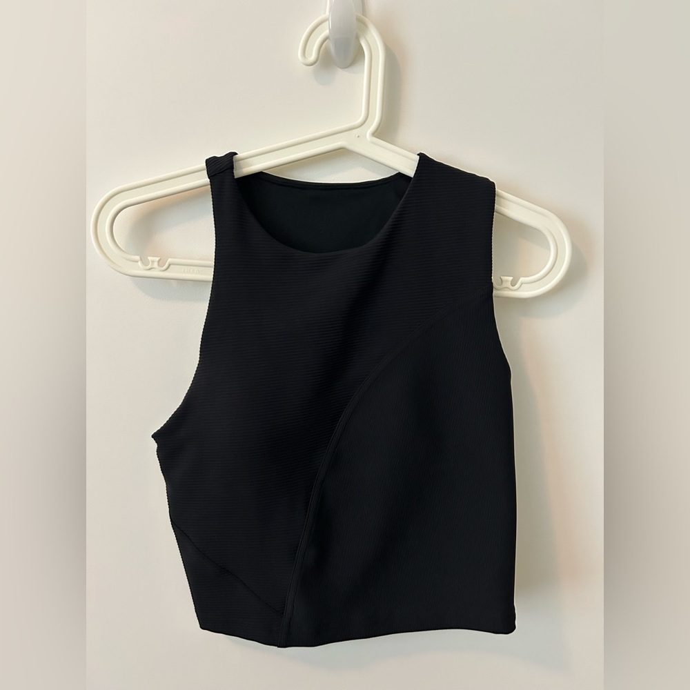 Lululemon Black Ribbed Asymmetrical Yoga Tank Top